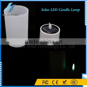 Solar LED Candle Lamp Nightlight Green thumbnail-1