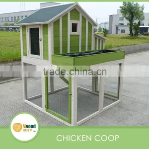 Wooden Green Chicken Coop With Flower Planter thumbnail-2