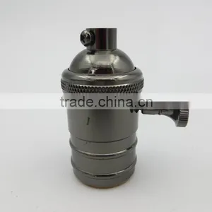Antique Brass Finish Solid Lamp Holder E26 E27 Light Base Socket With or Without Switch thumbnail-4