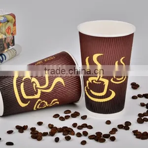 Logo Printed Disposable Custom Printed Ripple Wall Hot Coffee Paper Cup thumbnail-2
