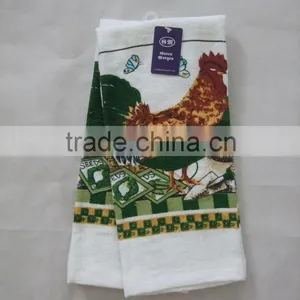 China Supplier Bulk Buy From China Rooster Design Printed Kitchen Cotton Velour Tea Towel thumbnail-1