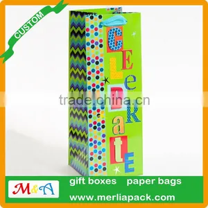 Assorted Bright Prints Paper Bags High Quality Birthday Gift Bags With Round Hang Tag thumbnail-3