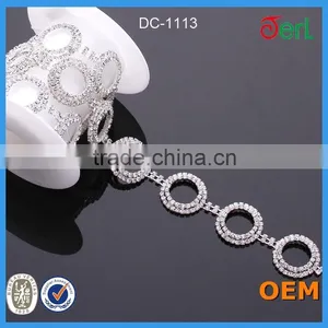 Factory Direct Fashion Design Ring-shaped Crystal Rhinestone Chain for Garment Decoration in Bulk thumbnail-1
