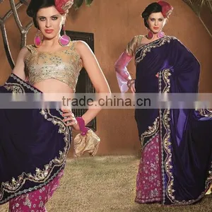 Embroidery Sequence Work Lahanga Style Saree.... thumbnail-1