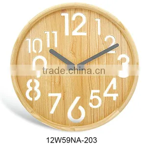 Classical Large Round Wooden Clock Accurate Wall Clock for Household Decor thumbnail-2