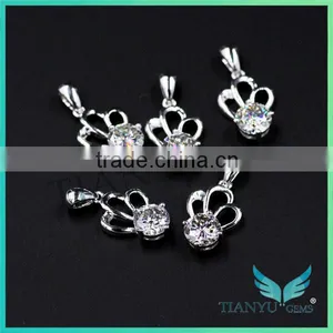 24K Gold 1 Carat White Round Billiant Cut Moissanite Diamond Pendants Charms for Necklaces thumbnail-4