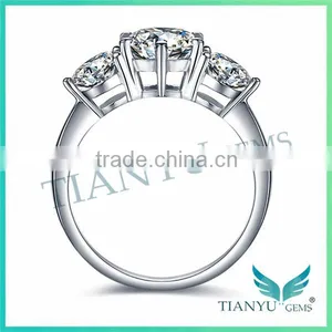 925 Sterling Sliver Wedding Rings 10 Hearts & Arrows VVS1 E-F 1Carat Moissanite Rings thumbnail-3