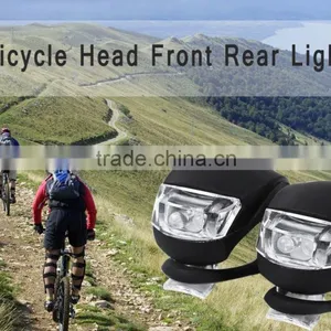 2pcs Portable Bicycle Lights Bike Head Front Rear Wheel LED Cycling Silicone Warning Flash Light thumbnail-1
