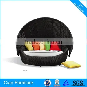 Outdoor Furniture PE Rattan Beach Round Sun Bed thumbnail-1