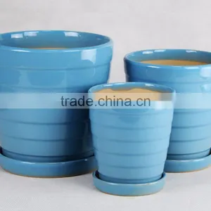 Light Blue Ceramic Pot With Plate thumbnail-1