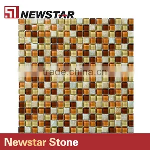 Newstar Coloured Gold Color Glass Mosaic Tile Art Backsplash For Kitchen thumbnail-4