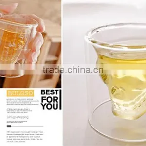 New Product Personalized 75ml High Borosilicate Glass Skull Shot Glass Double Wall Skull Wine Glass Cup thumbnail-4