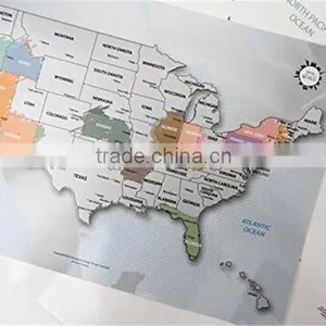 Personalized Scratch-off Us Map the United States of America A4 Size Poster Travel Silver Layer thumbnail-3