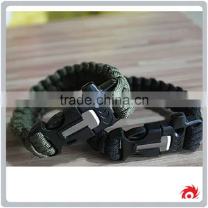 Outdoor Camping Steel Shackle Rope Buckle Whistle Gear Flint Fire Starter Scraper Survival Bracelet thumbnail-1
