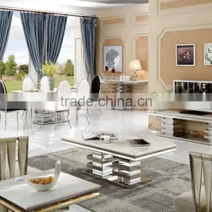 Luxury Modern Stainless Steel Dining Table and Chairs AH066 thumbnail-1