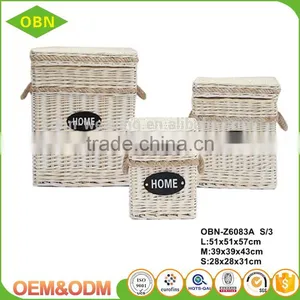 Manufacture Direct Sales Home Decorative White Willow Wicker Storage Sundry Basket With Cover and Lid thumbnail-6
