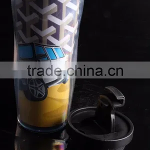 Plastic Double Wall Travel Custom Coffee Mug thumbnail-5