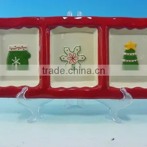 Rectangle Christmas Ceramic Divided Plate thumbnail-1