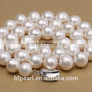 10-11mm White Edison Pearl Necklace, Bracelet and Earrings Jewelry Set thumbnail-5