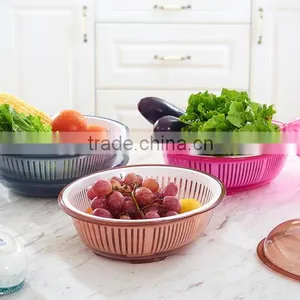 Oval Double Layers Kitchen Vegetable Fruit Rice Plastic Washing Drain Draining Basket thumbnail-3