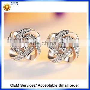 Cheap Wholesale 925 Sterling Silver Purple Diamond Stud Earrings thumbnail-1