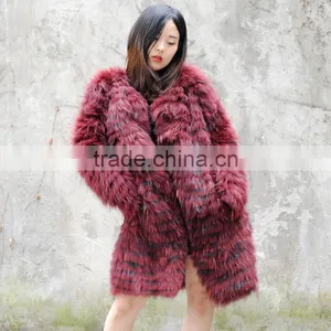 CX-G-A-180B Fashion Genuine Raccoon Fur Women Jacket for Winter thumbnail-6