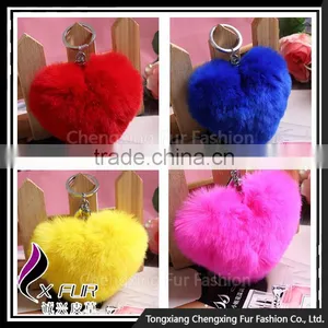 CX-R-46 Lovely Fashion Genuine Rex Rabbit Fur Keychain thumbnail-3