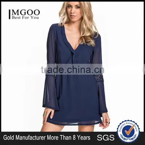 Whoelsale Custom Fashion Lace Boarder Dress For Women Designer One Piece Party V-neck Front Casual Dress thumbnail-1