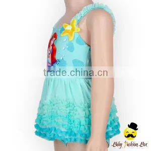 YZA-008 Yiwu Yihong New Arrive Baby Bikini Printed Cartoon Lace Ruffle Dress Harness Girls Infant Bikini thumbnail-1