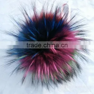 Myfur Natural Dyed Random Unique Colorful Fur Pom Pom Key Chain Bag Accessory thumbnail-2