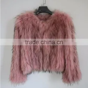 Myfur China Wholesale Lady Winter Fur Jacket Real Raccoon Fur Knitted Jackets thumbnail-1