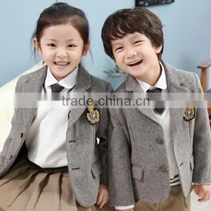 Custom Classic UK Style Grey Coat Primary School Uniform Wholesale thumbnail-1