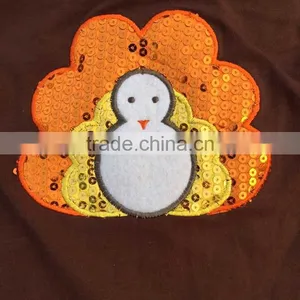 Girls Fall Dress Girls Thanksgiving Dress Kids Bling Bling Turkey Dress Girls Ruffle Dress With Necklace and Headband thumbnail-2