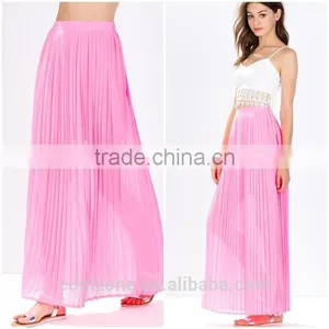 2015 Hot Sale Pleated Skirts Design Elegant Long Maxi Skirt for Women thumbnail-1