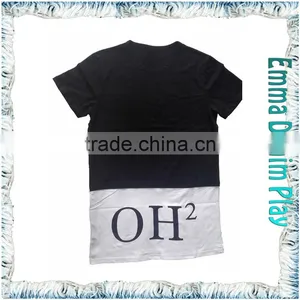 Mens Black White Two Tone Elongated T Shirt With Zipper thumbnail-1