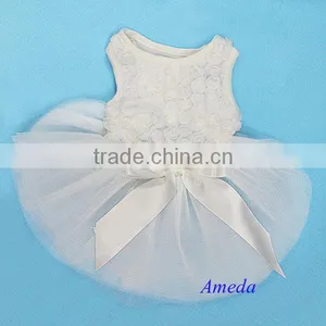 White Rosettes Elegant Wedding Pageant Tutu Dog Pet Clothes Party Dress XS-L thumbnail-1