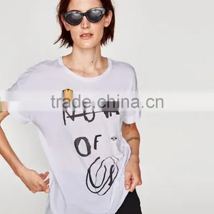 Guangzhou Shandao Factory OEM Customized 160g 100% Cotton Logo Printed Short Sleeve O-Neck Ladies New Design T Shirt thumbnail-2