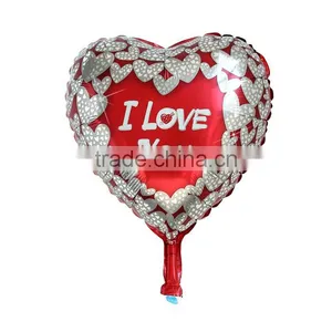 Aluminium Foil Balloons Party Decoration Heart Red Message "I Love You" Pattern thumbnail-1