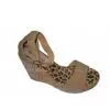 10.5cm Heels PU Material Khaki Ladies Wedge Sandals With Customer Logo thumbnail-1