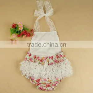 Infant Girls' Printed Skirted Rompers Lace Ruffles Jumpsuit thumbnail-3