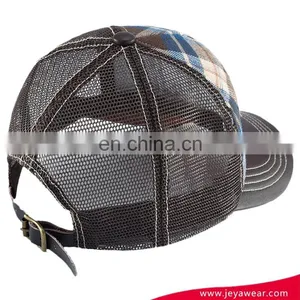High Quality On Sale Mesh Spandex Cloth Trucker Cap With PU Leather Visor thumbnail-4