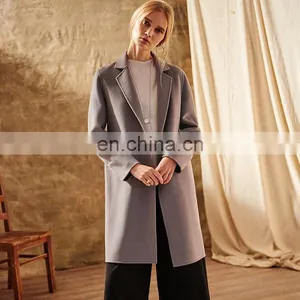 Fashion European Women's Coat 100% Wool Comfortable Cashmere Wool Coat thumbnail-2