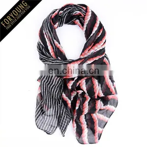 Navy Blue Rope Striped Print Scarf thumbnail-1