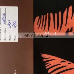 16mm 100%silk Double Ggt in Feather Print for Fashion Garment thumbnail-3