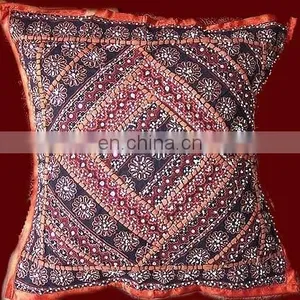 Indian Hand Embroidered Silk Cushion Cover thumbnail-3