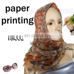 2017 European Fashion Paper Printing Digital Printing Polyester Scarf Factory Hot Sell Malaysia Hijab thumbnail-2