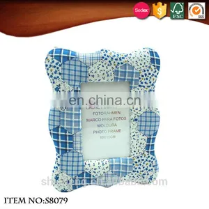 Household Blue Plaid Fabric Acrylic Photo Frame With Bracket thumbnail-1