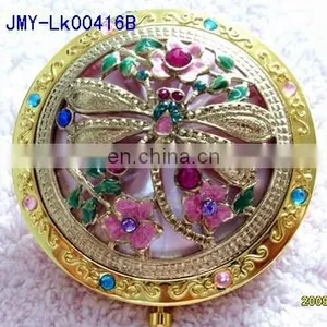 Dragonfly Decoration Gold Metal Pocket Cosmetic Mirror thumbnail-1