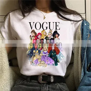 European and American Fashion Princess Print Summer Casual Short-sleeved Fashion Brand Lady T-shirt thumbnail-1