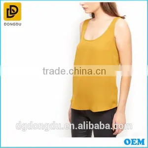 New Fashion Mustard Scoop Neck Vest Tops for Ladies thumbnail-3